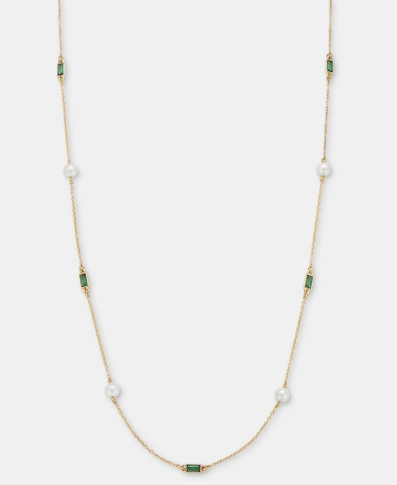 Lauren Ralph Lauren Baguette Stone & Imitation Pearl 36" Strand Necklace