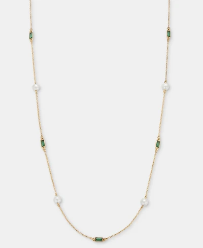 Lauren Ralph Lauren Baguette Stone & Imitation Pearl 36" Strand Necklace