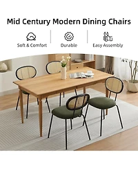 gaomon Rattan Dining Chairs Set, Mid Century Dining Room Chairs with Metal Legs, Modern Velvet Upholstered