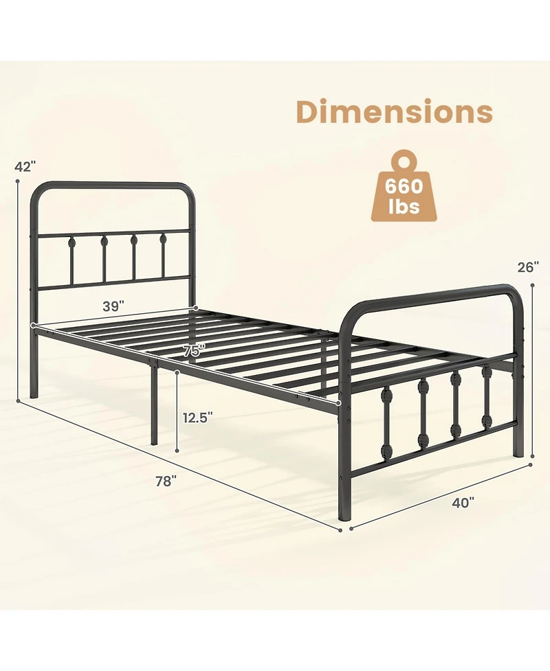 Slickblue Platform Bed Frame with Headboard Storage Space Under Bed for Organization