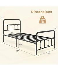 Slickblue Platform Bed Frame with Headboard Storage Space Under Bed for Organization
