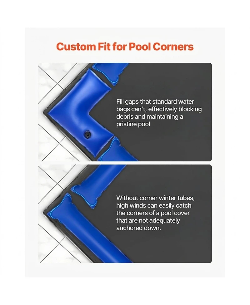 Sugift Corner Pool Water Tubes 4 Pack 22.4 x 22.2 in Corner Winter Water Bags with Leakproof