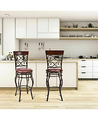 Gymax 2PCS Retro Swivel Bar Stools with Padded Seat Home Kitchen Pub Bistro