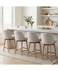Maison Boucle 25.5" Seat Height Swivel Chenille Counter Height Bar Stools Set of 4