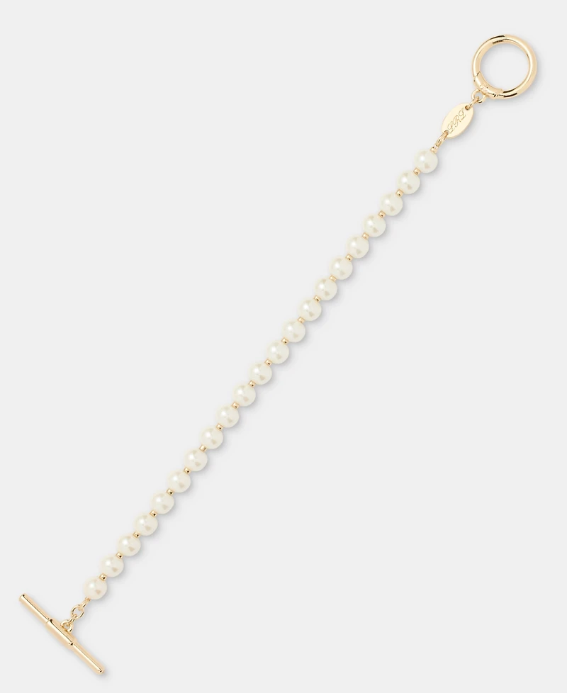 Lauren Ralph Lauren Imitation Pearl Logo Flex Bracelet