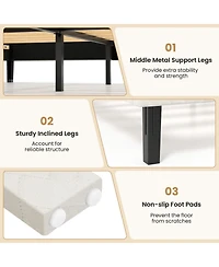 Slickblue Upholstered Velvet Platform Bed with Chevron Headboard