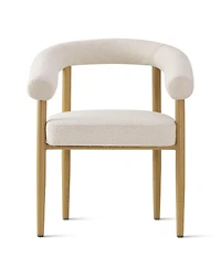 Maison Boucle Dining Chairs Set of 2, Wood-Look Metal Legs, Modern Armchair