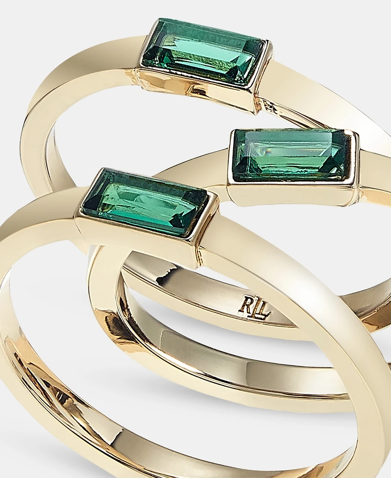 Lauren Ralph Lauren 3-Pc. Set Baguette Stone Stack Rings