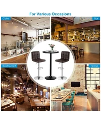 Gymax 3PCS Pub Table Set 24'' Round Bar Table and 2 Adjustable Bar Stools