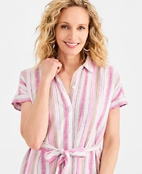 Style & Co Women's Striped Short-Sleeve Shirtdress, Macy's Exclusive