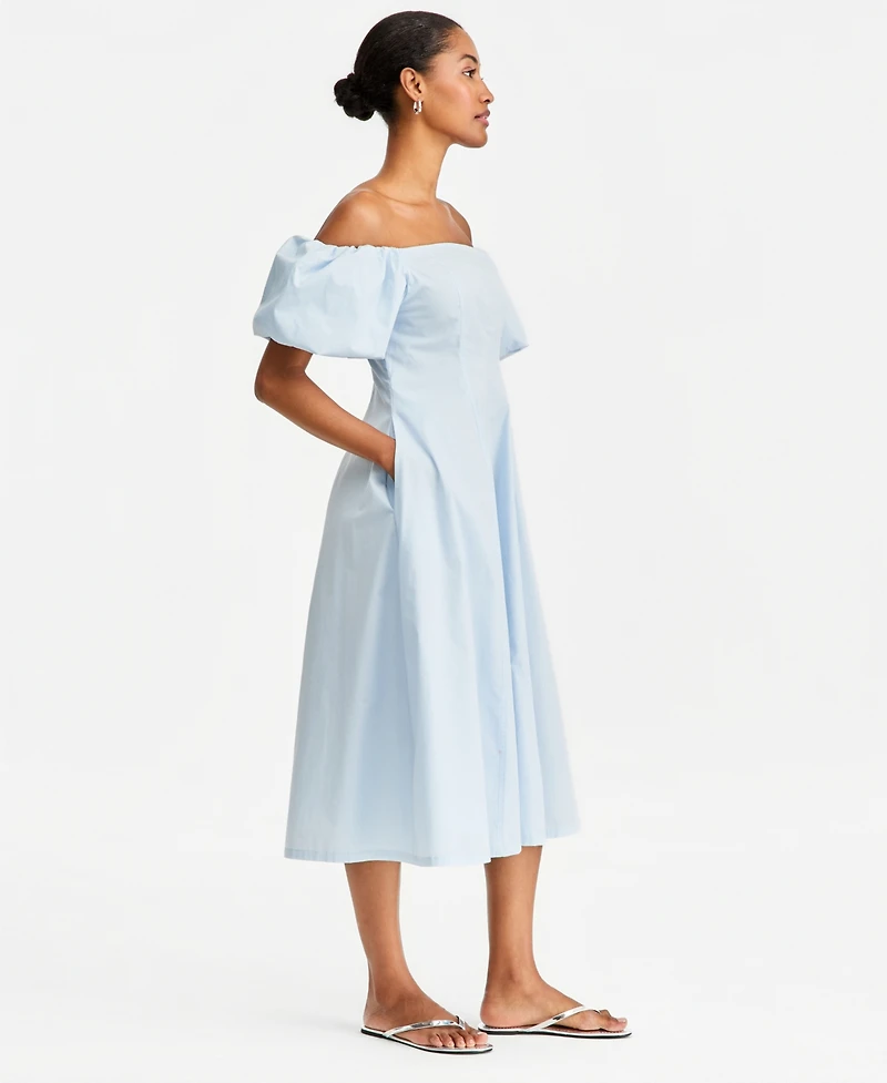 On 34th Women's Off-The-Shoulder Puff-Sleeve Midi Dress, Exclusively at Macy's
