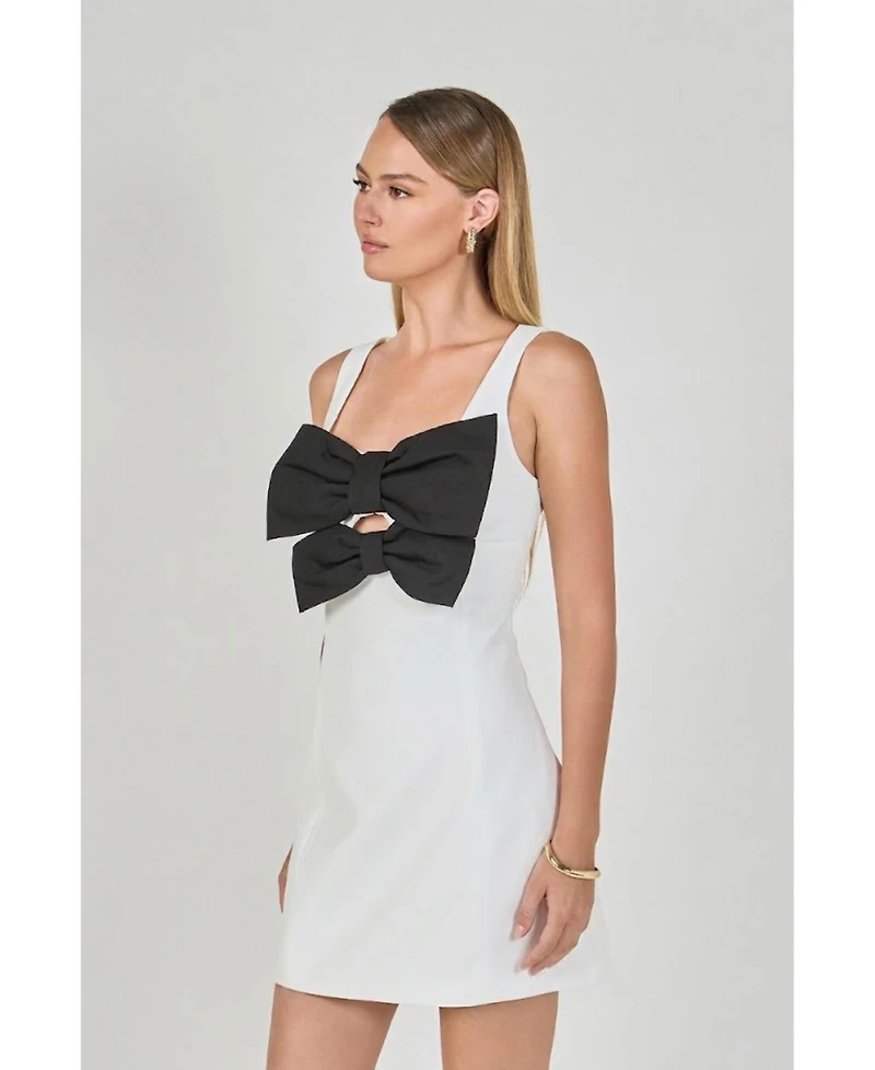 endless rose Women's Bow Cutout Mini Dress