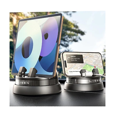 Lisen 360degree(s) Dashboard Phone Holder for Car, Rotating Cell Phone Mount with One-Hand Operation, Stable Non-Slip Base for iPhone, Samsung