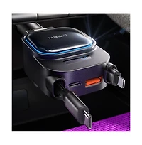 Lisen 96W Truck Car Charger 24V, 4-in-1 Fast Charging Adapter with Retractable Cables, Usb-c and Usb-a for iPhone, Samsung, iPad