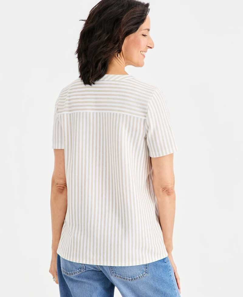 Style & Co Women's Short-Sleeve Split-Neck Knit Top, Macy's Exclusive