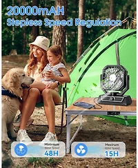 Gnuadz Portable Fan Rechargeable Led Lantern Camping Usb Travel Home 20000mAh
