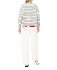 Vince Camuto Women's Striped Crab Motif Crewneck Sweater