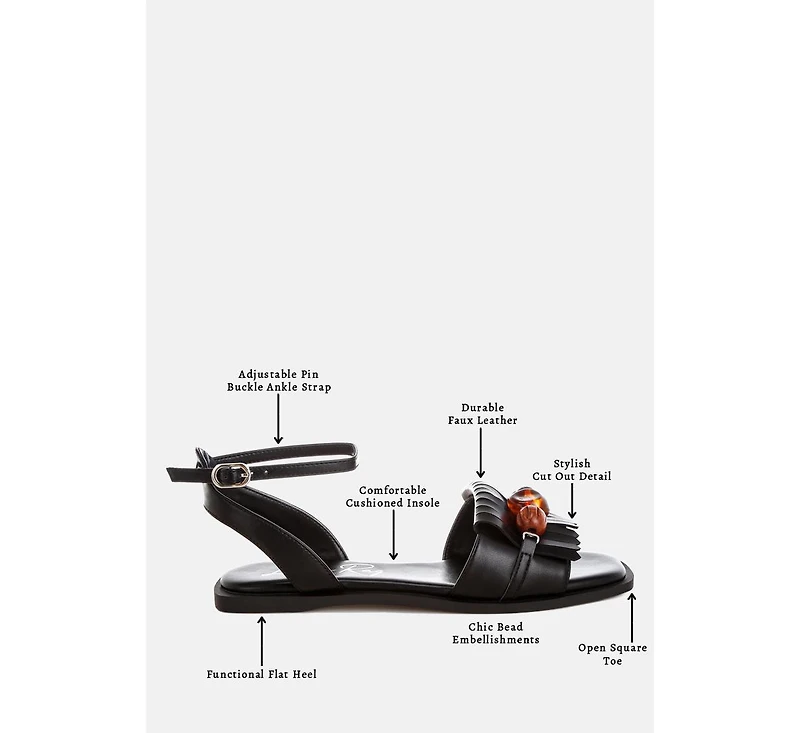 London Rag Womens Morgine Beaded Flat Sandals