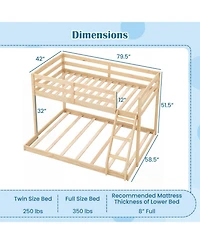 Slickblue Low Floor Twin Over Full Bunk Bed Frame for Kids, Space Saving Bedroom Solution