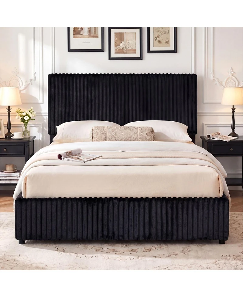 Slickblue Queen Lift Up Storage Bed with Wooden Slat Support