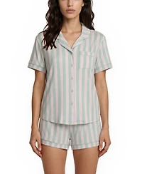 Flora by Nikrooz Women's Gabriella Notch Collar Shirt and Pajama Shorts, 2-Piece Set