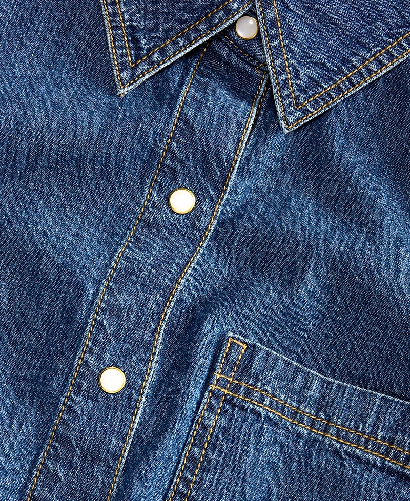 On 34th Women's Long Sleeve Cropped Denim Shirt, Macy's Exclusive