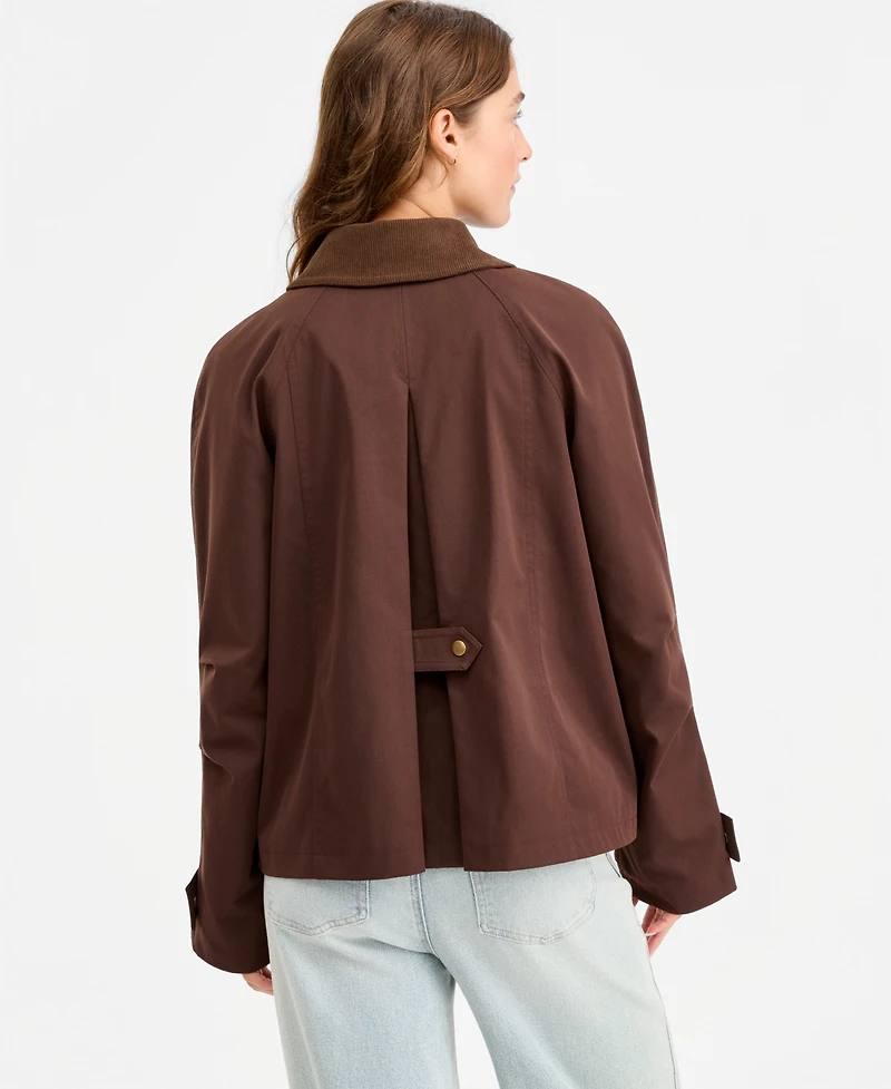 Maralyn & Me Juniors' Contrast-Collar Snap-Front Barn Jacket, Macy's Exclusive