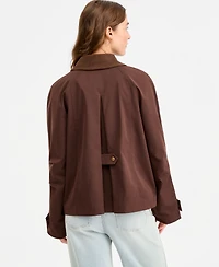 Maralyn & Me Juniors' Contrast-Collar Snap-Front Barn Jacket, Macy's Exclusive