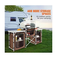 Sugift Folding Camping Kitchen Table Outdoor Cooking Station with Storage and Windscreen