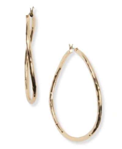 Style & Co Gold-Tone Medium Hammered Hoop Earrings, 2", Exclusively at Macy's