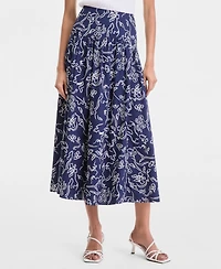I.n.c. International Concepts Women's Printed Cotton Midi Skirt, Macy's Exclusive