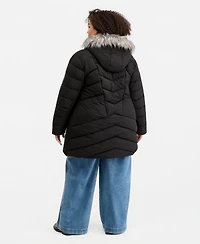 Maralyn & Me Trendy Plus Faux-Fur-Trim Hooded Puffer Coat