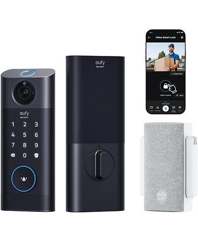 eufy Smart Lock S330, 3-in-1 Camera/Doorbell/Fingerprint, Wi-Fi Deadbolt, App Control, Chime Included, Sd Card Req
