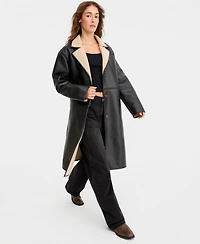 Maralyn & Me Juniors' Faux-Shearling Coat