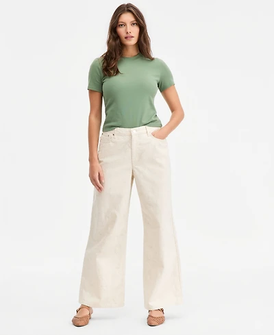 On 34th Women's High-Rise Floral Stitch Wide-Leg Jeans, Macy's Exclusive