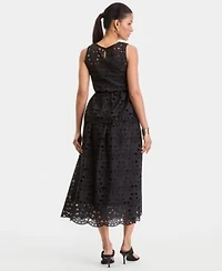 I.N.C. International Concepts Womens Sleeveless Peplum Eyelet Top Midi Skirt Macys Exclusive