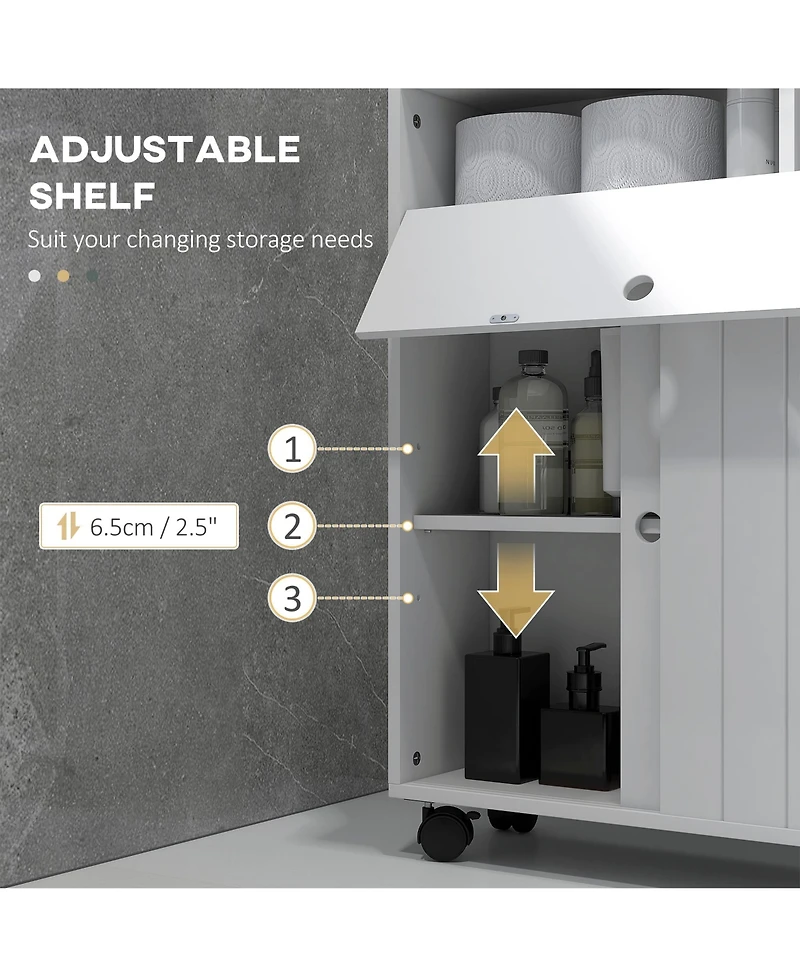 Kleankin Bathroom Toilet Paper Cabinet on Wheels with Storage,