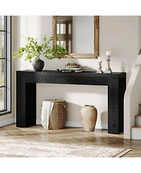 Tribesigns 59-Inch Long Wooden Console Sofa Table Behind The Couch with Vertical Slat Legs for Entrance, Hallway, Entryway, Living Room (Rustic Brown)