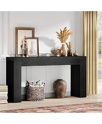 Tribesigns 59-Inch Long Wooden Console Sofa Table Behind The Couch with Vertical Slat Legs for Entrance, Hallway, Entryway, Living Room (Rustic Brown)