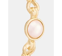 Anne Klein Gold-Tone Linked Faux-Pearl Hoop Earrings