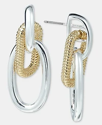 Anne Klein Two-Tone Drama Chain Doorknocker Earrings