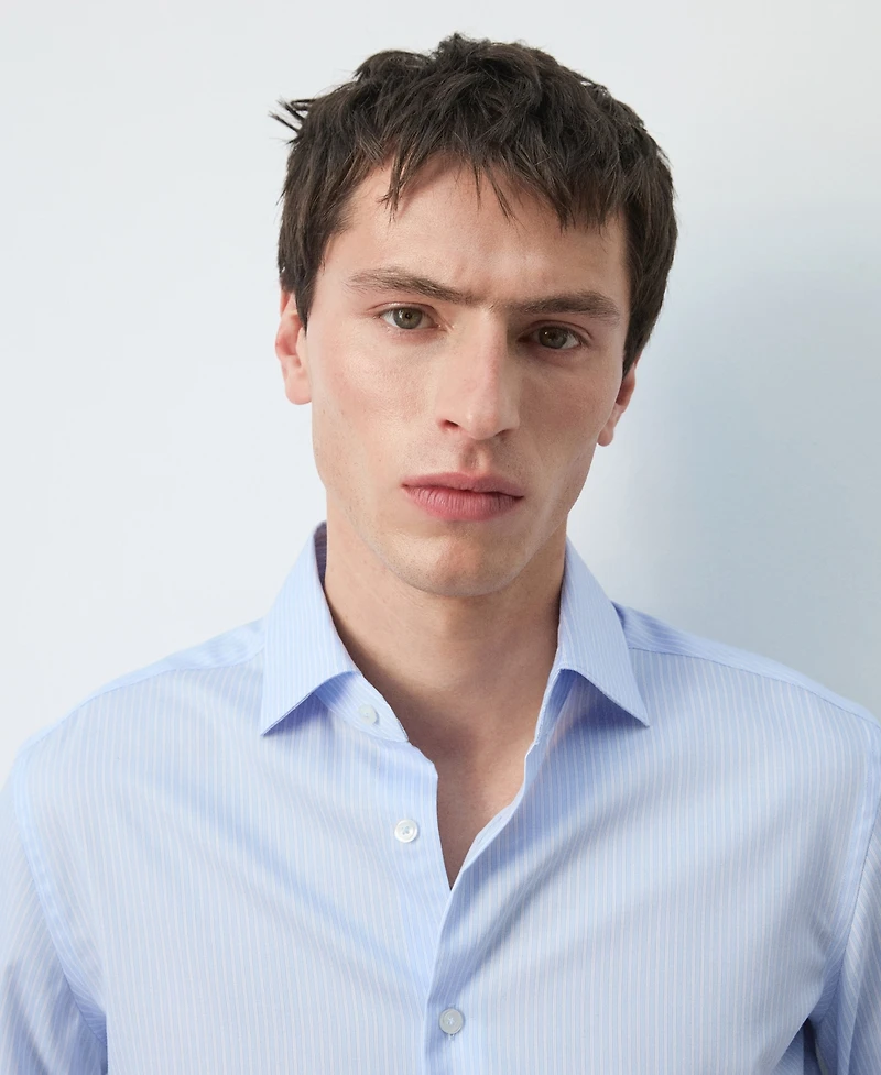Mango Men's Slim Fit Striped Cotton Shirt