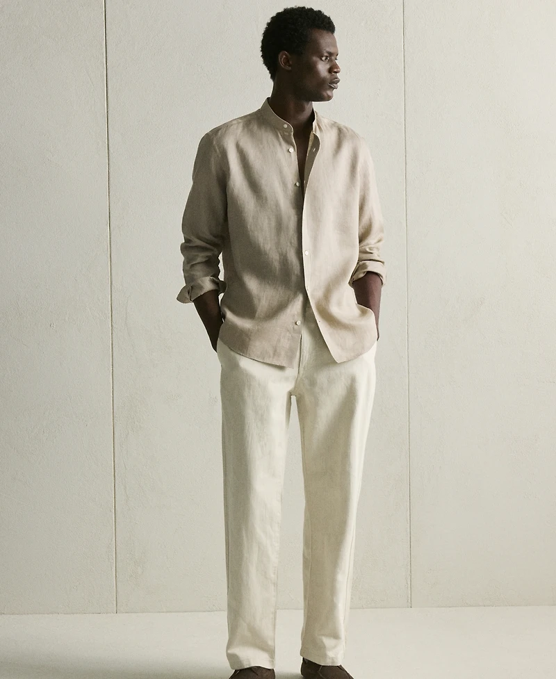 Mango Men's Regular-Fit Cotton-Linen-Blend Pants