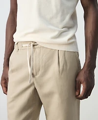Mango Men's Slim-Fit Cropped Cotton-Linen Pants