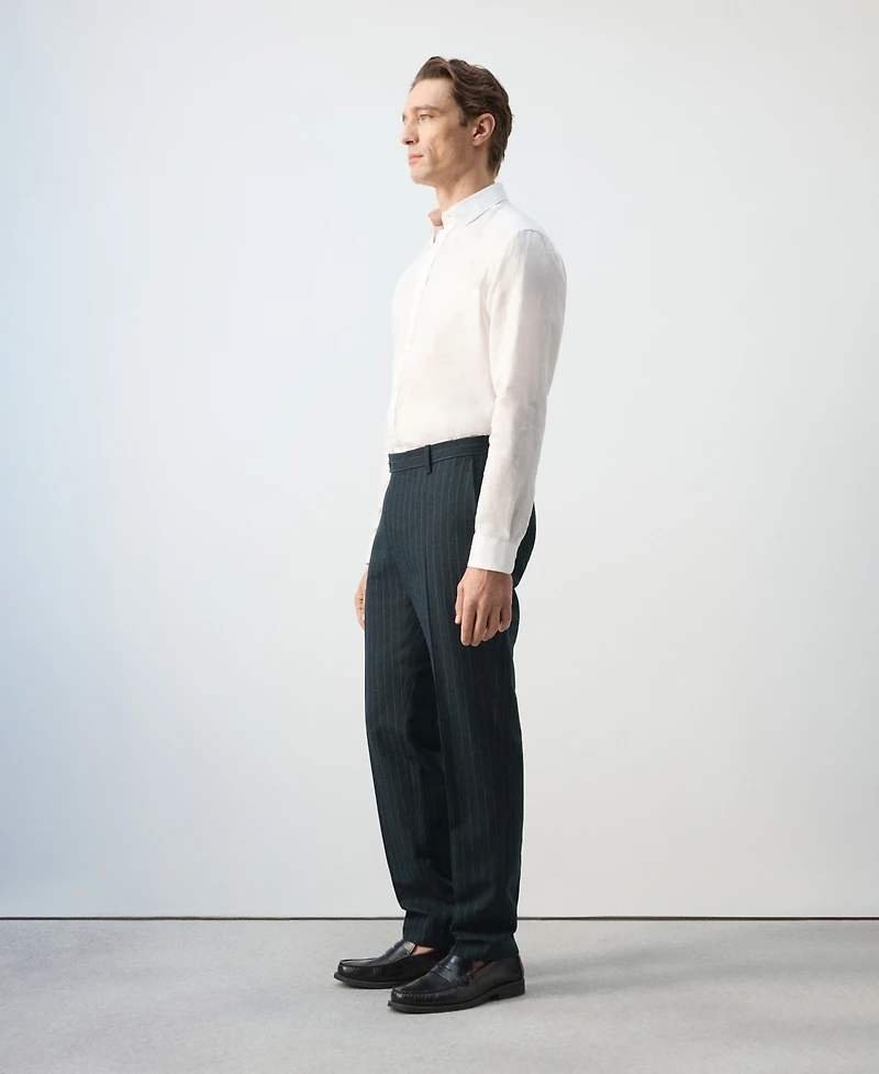 Mango Men's Pinstripes Regular-Fit Linen-Blend Pants