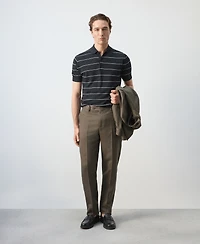 Mango Men's Striped Linen-Blend Polo Shirt