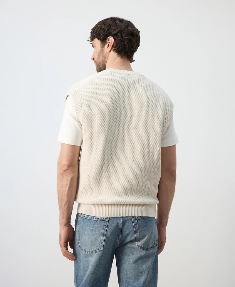 Mango Men's Microstructure Knit Vest Sweater