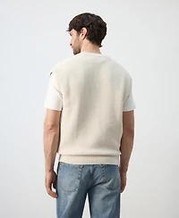 Mango Men's Microstructure Knit Vest Sweater