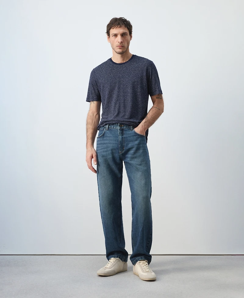 Mango Men's Striped Slim-Fit Linen T-Shirt