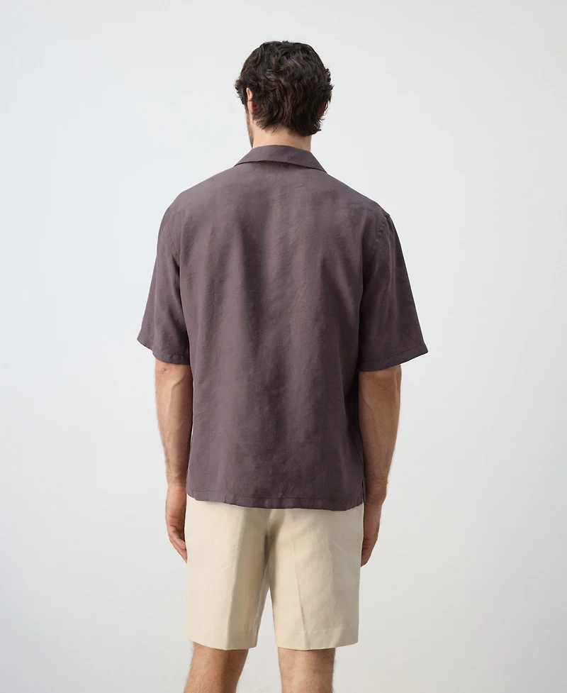 Mango Men's Relaxed Fit Bowling Collar Shirt